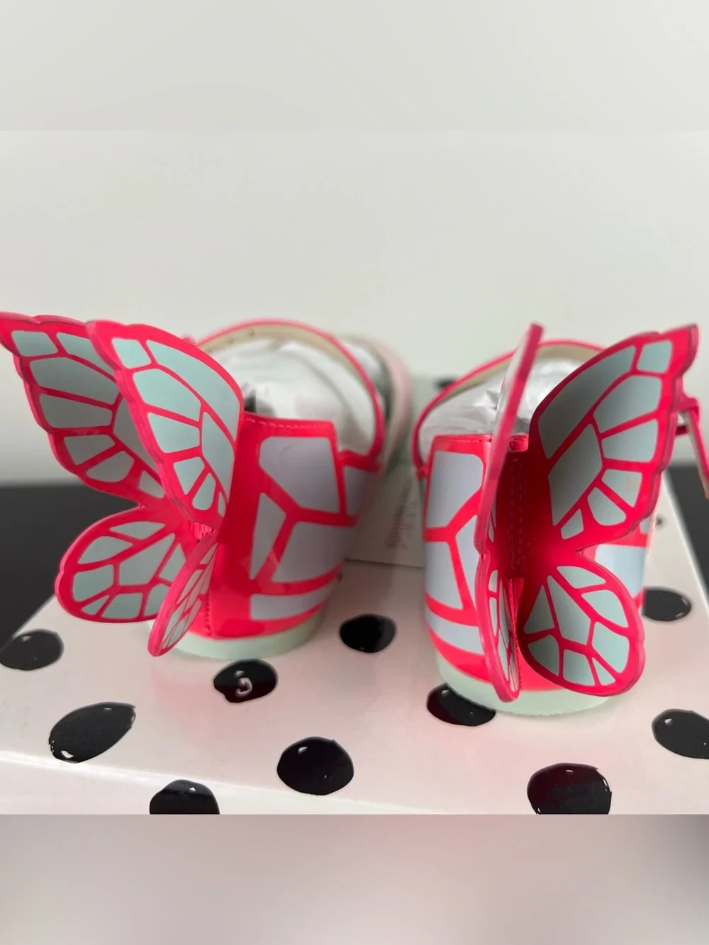 Sophie Webster Mini Chiara Pink Glitter Butterfly Mary Jane Flats, Pink, 33 EU
